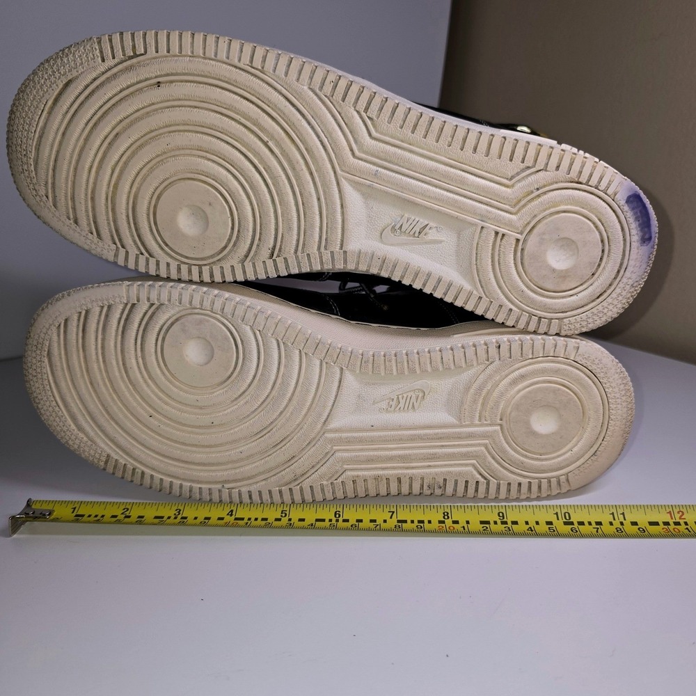 Vintage Nike Air Force 1 High Black Leather Gold Mens US 10.5 Streetwear Collect - Picture 13 of 16